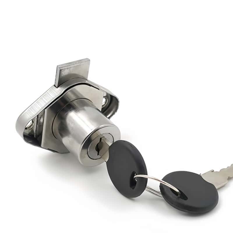 Model 106C Nickel Plated Drawer Lock, Full Iron Housing Cabinet Furniture Lock