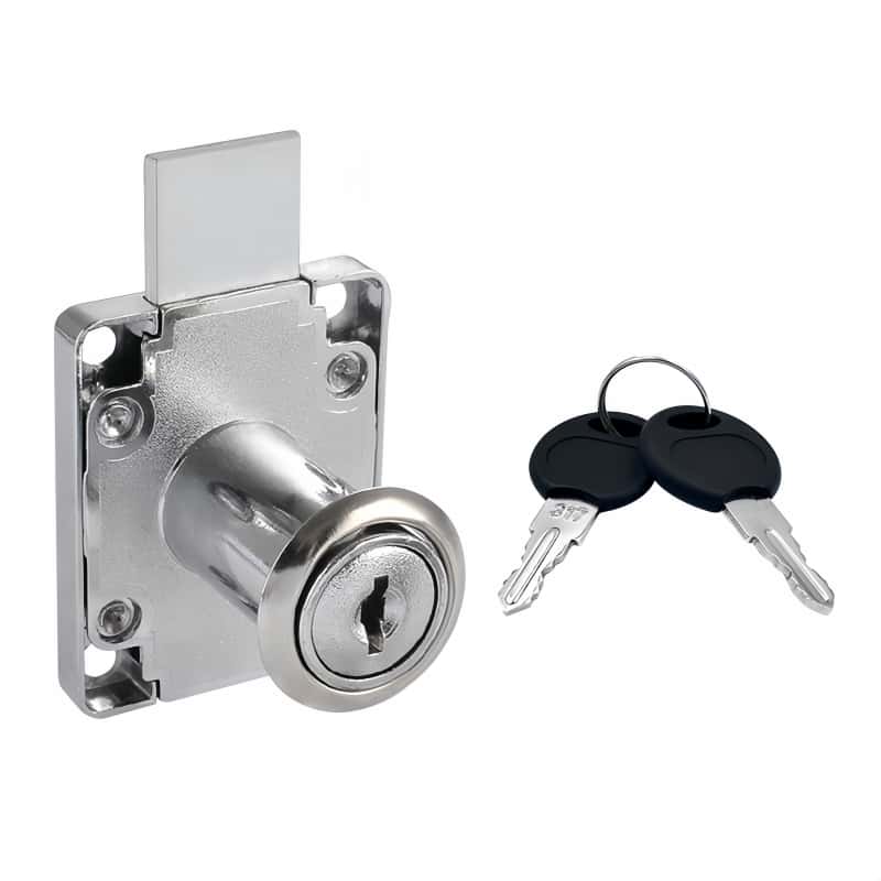 Model 139A Drawer Lock Full Zinc Alloy Chrome Plated Two‑Turn Two‑Stage Latch for Office Filing Cabinet
