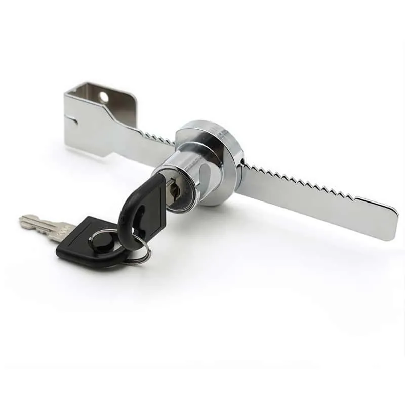 318 & 328 Glass Ratchet Sliding Lock Chrome Plated, Zinc Alloy Showcase Cabinet Lock, 318 Large / 328 Small, Single‑keyed & Keyed‑alike For Jewelry Display Counter