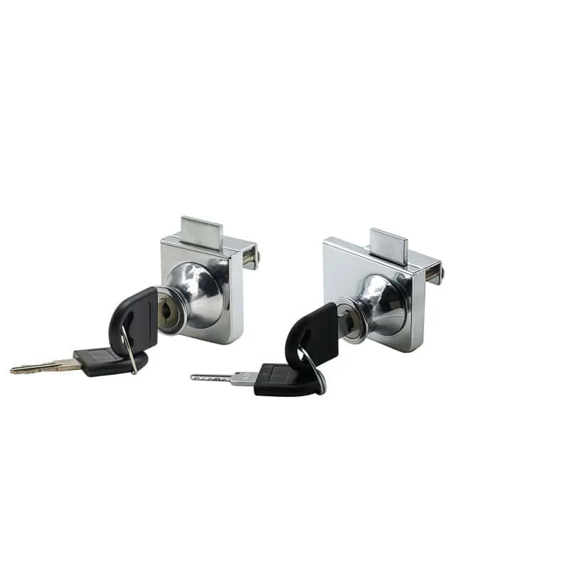 407 Single‑Door & 409 Double‑Door Glass Showcase Lock Chrome Plated, Zinc Alloy No‑Drill Swing Cabinet Lock, Single‑keyed & Keyed‑alike For 5‑8mm Glass Display Counter